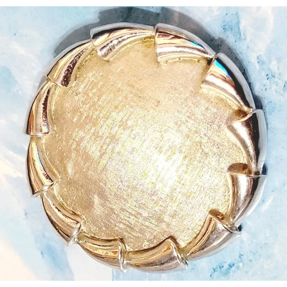 Vintage Signed Puccini Brooch Pin‎ Silver Tone Brushed Mid Century 2